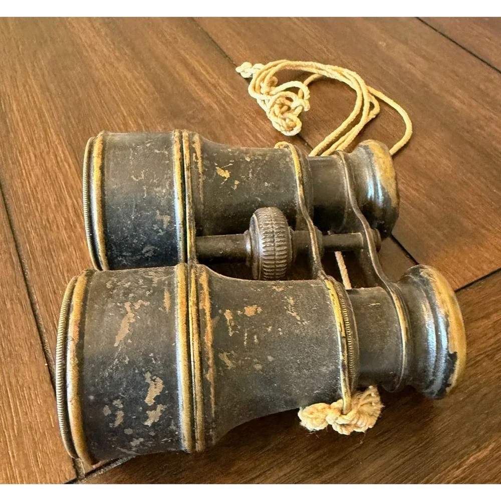 Antique Brass Field Glasses Binoculars Black Patina Vintage Maritime Decor 4.5in